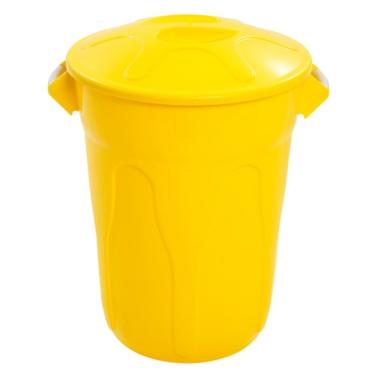 Imagem de Lixeira Plástico Amarelo com Tampa Sobreposta de 100 Litros Cr100am Jsn Cesto Plástico Amarelo C