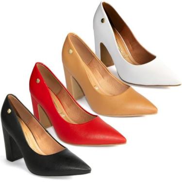 Imagem de Sapato Scarpin Vizzano Salto Alto Bloco Confortável 1285, Vermelho, 38