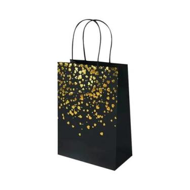 Imagem de Sacolas De Papel Bronzeadas Pretas, Marrons E Brancas 22x16x8cm Portát