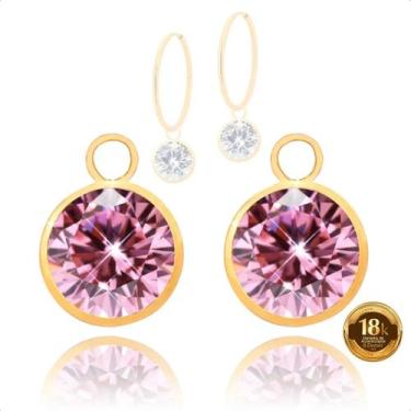 Imagem de Pingentes Ouro 18k Para Brinco Pedra 6mm - Sofistgold Joias, Rosa
