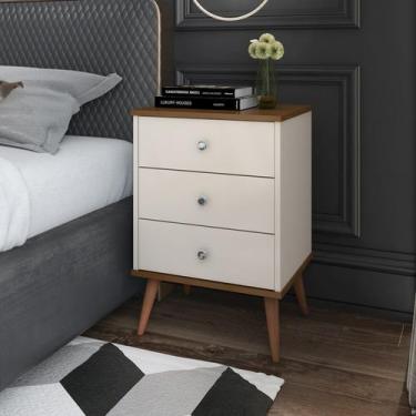 Imagem de Mesa Cabeceira Quarto 3 gavetas Decoração Moderna Lateral Cama Organiz