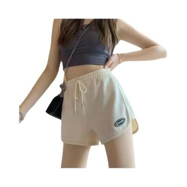 Imagem de Shorts Esportivos Femininos De Cintura Alta Com Cordão, Casuais, Finos