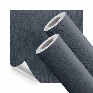 Imagem de Kit 2 Papel de Parede Adesivo Lavavel Linho Tecido Jeans Escuro 10M - 