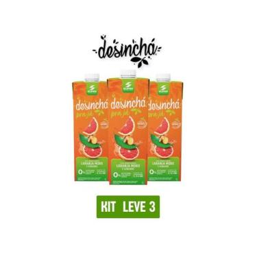 Imagem de Chá verde desinchá pra já laranja e gengibre 1l - kit 3 unid - Desinch