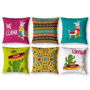 Imagem de Kit 6 Capa de Almofada 40cm x 40cm Decorativas Estampadas Digital Colo