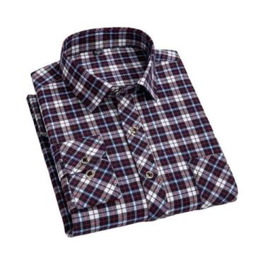 Imagem de Camisa De Flanela Masculina De Manga Longa 2024, Algodão Macio, Ajuste