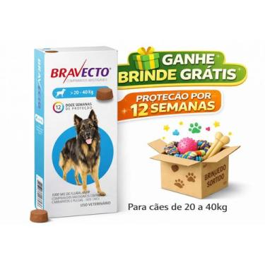 Imagem de Anti Pulgas e Carrapatos Bravecto Para Cães 20 a 40Kg MSD Brinde Gráti
