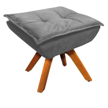 Imagem de Puff Decorativo Sala de Estar Base Giratória Giromad Opla Suede Grafite - Ibiza
