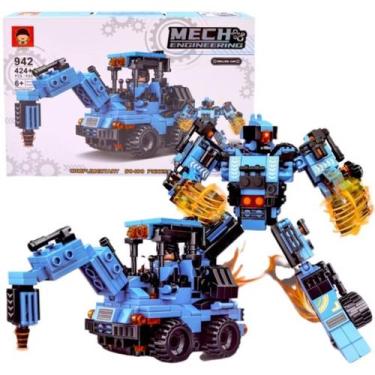 Imagem de Escavadeira Robô Montagem 424 Peças Brinquedo Educativo Entrega Ágil -
