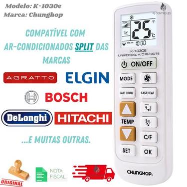 Imagem de Controle Remoto Universal K-1030e para Ar Condicionado Hitachi Elgin D
