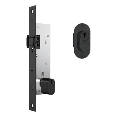 Imagem de Fechadura Rolete Pivotante Perfil Metal 601 Preto Fosco Stam - Congrat