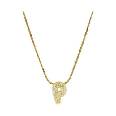 Imagem de Colar Feminino Banhado a Ouro 18K Com Zircônias Cravejadas, Letra Inic