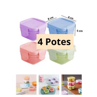 Imagem de KIT Potes Alimentos Papinha Bebê Tampa Herméticos Frutas Lanche Lanche
