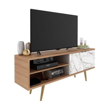 Imagem de Rack Para TV até 55'' Com 2 Portas - TecnoMobili, Amêndoa/M.Branco