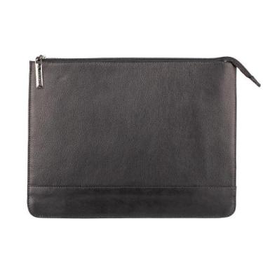 Imagem de Pasta envelope de couro masculina Bruno - Vira Vento, Preto