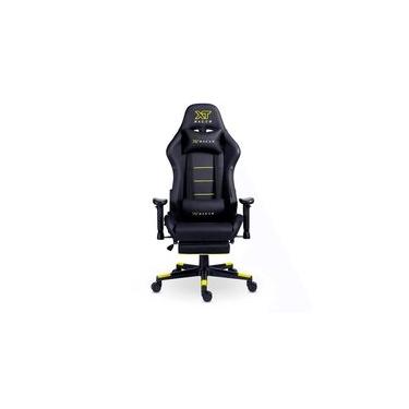 Imagem de Cadeira Gamer XT Racer Attack, Até 120Kg, Reclinável, Apoio de Pés Retrátil, Cilindro de Gás Classe 4, Couro PU, Preta e Amarela - XTR-057