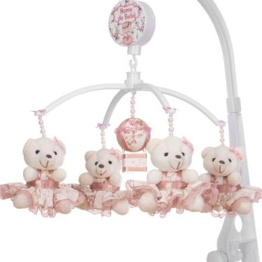Imagem de Mobile Para Berço Musical Giratório Ursa Floral Rosé - Le-Leão Artigos