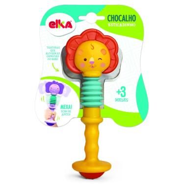 Imagem de Chocalho Mordedor Atóxico Elka Esticadinho Leão 1un 3+ Meses