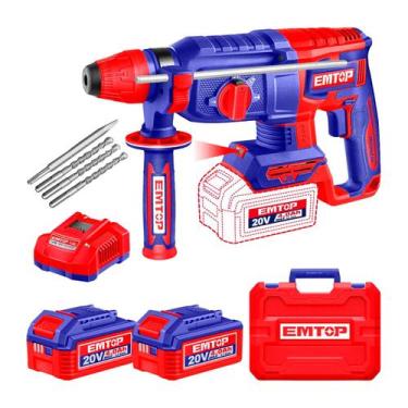 Imagem de Martelete Rotativo Sem Fio 20v 2.5j 26mm Rompedor Resistente - EMTOP