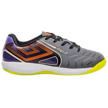 Imagem de Tênis Umbro Futsal Pro 5 Infantil, Cinza, Roxo, 35