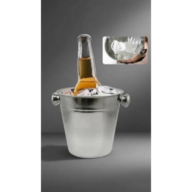 Imagem de Balde Gelo Inox Pequeno 970ml Com Alça - Congratulations Store