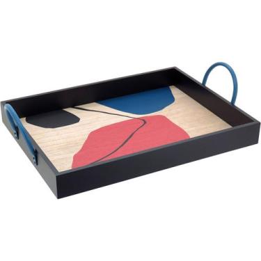 Imagem de Bandeja Home&Co 10x30x43cm MDF Preto Decoração para Casa Sala e Ambien