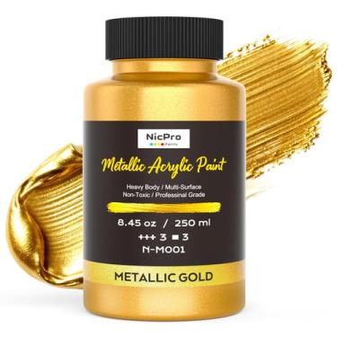 Imagem de Tinta Acrílica Nicpro 250 ml Folha de Ouro Metálica