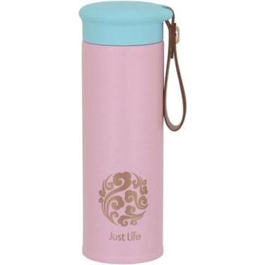 Imagem de Garrafa Térmica Just Life Home&Co 20x6cm INOX Rosa 450ml para Mesa Pos