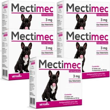 Imagem de Kit 5 Mectimec 3mg 4 Comprimidos - Vet Farmos