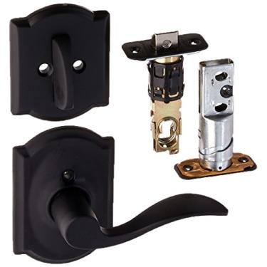 Imagem de Schlage Lock Company F59ACC622CAMLH Conjunto de maçanetas interiores para destaque, canhoto, com Cidade Única, Preto fosco