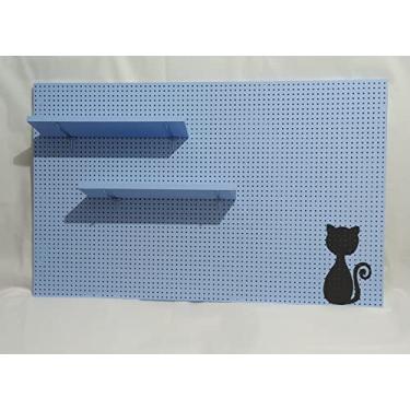 Imagem de KIT pegboard artesanal 95x60cm + 2 prateleiras + 10 ganchos