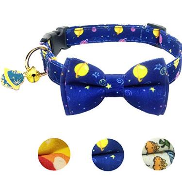 Imagem de KUDES Gravata borboleta para cães, coleiras ajustáveis para cães com gravata borboleta e sinos, pingente de fivela de segurança para cães pequenos/médios/grandes e gatos e meninas (espaço, M - 28 cm - 45 cm)