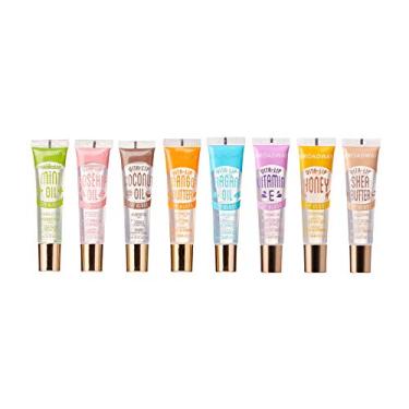 Imagem de Ruby Kisses Broadway Vita-Lip Gloss labial transparente (pacote com 8), fórmula ultra-hidratante e calmante com vitaminas, protetor labial com acabamento não pegajoso de alto brilho com menta, rosa
