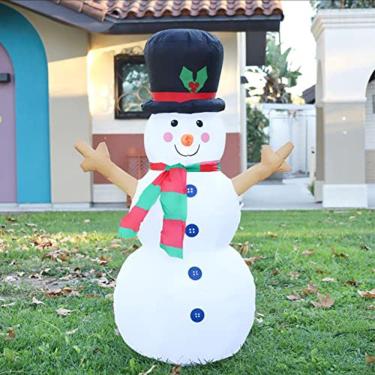 Imagem de Goosh 4 FT Altura Natal Inflável Boneco de Neve ao Ar Livre com Cartola, Desbloqueio De decoração de quintal com luzes LED Incorporadas para Feriado/F