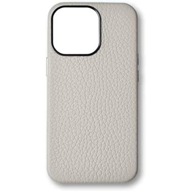 Imagem de KKFAUS Capa com padrão de lichia para Apple iPhone 13 (2021) 6,1 polegadas, couro genuíno totalmente embrulhado à prova de choque capa de telefone traseira com forro flocagem (cor: branco)