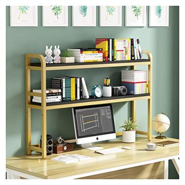 Imagem de KIZQYN Estante de 3 níveis Estante de livros de escritório Prateleiras de madeira abertas Rústico moderno metal e estilo de madeira estante de livros (Cor: Cinza, Tamanho: 75cm)