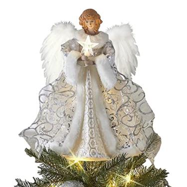 Imagem de anjo enfeites natal | Pendente árvore anjo acrílico com luz | Estátua anjo elegante copa árvore brilhante para decoração árvore natal interna ao ar livre festa Sritob