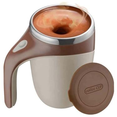 Imagem de Caneca Copo Térmico de Agitação Automática Mixer Misturador Mexe Sozinho 380ml Marrom