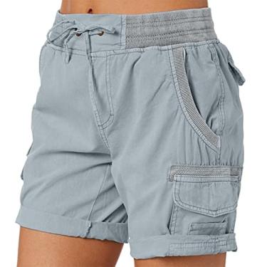 Imagem de STKOOBQ Short cargo feminino para o verão solto shorts de caminhada com bolsos shorts macios para mulheres solto, Cinza, M