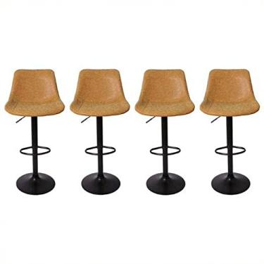 Imagem de Kit 4 Banquetas Altas Com Encosto para Cozinha Bar Ilha Bancada Gourmet Roma Vintage Giratórias Caramelo
