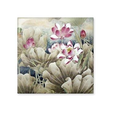 Imagem de Pink Lotus Bud In Bloom Atroviren Folha de Lótus Chinesa Clássica Pintura Pisca-Pisca Cerâmica para Decoração de Banheiro Cozinha Pisos de Parede