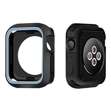 Imagem de Capa Case Capinha Bumper Proteção Silicone Furos, Compatível com Apple Watch (42mm, Preto Cinza)