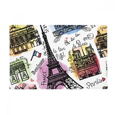 Imagem de DIYthinker Building France Eiffel Tower Tapete de chão em aquarela antiderrapante para porta de banheiro