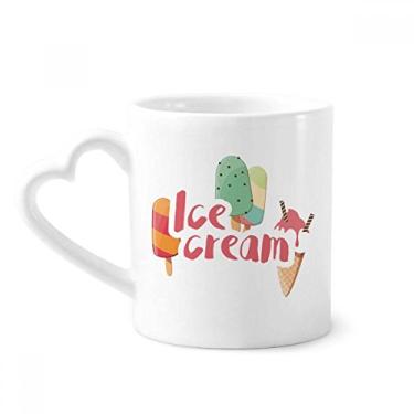 Imagem de Caneca verde com estampa de sorvete doce de picolé café cerâmica copo de coração de vidro