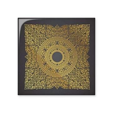 Imagem de Decalque brilhante de azulejo de cerâmica folha dourada da Tailândia cultura alfandegária pedra adornada tijolo vitrificado