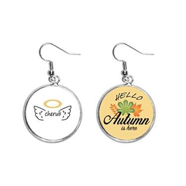 Imagem de Adesivos de texto Angel Art Deco, presente moderno, orelha, pendente, folha de outono, joia