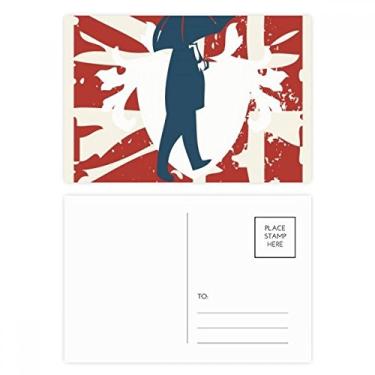 Imagem de Conjunto de cartões postais de aniversário com estampa de guarda-chuva vermelho azul