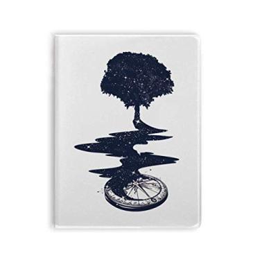 Imagem de Caderno com estampa de arte em formato de árvore de bússola, capa macia para diário