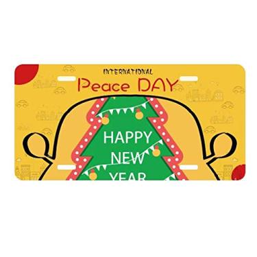 Imagem de DIYthinker Placa de carro de desenho animado árvore de Natal Feliz Dia da Paz