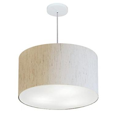 Imagem de Lustre Pendente Cilíndrico Cúpula Tecido 45x30 cm, Vivare Iluminação, Pendente4257 LLA, Linho Bege, Médio